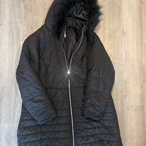 Women's Black Hooded Coat